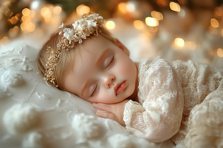 Newborn child in co-sleeper crib. Sleeping in bedside., a Person Photo by AlyaAnd