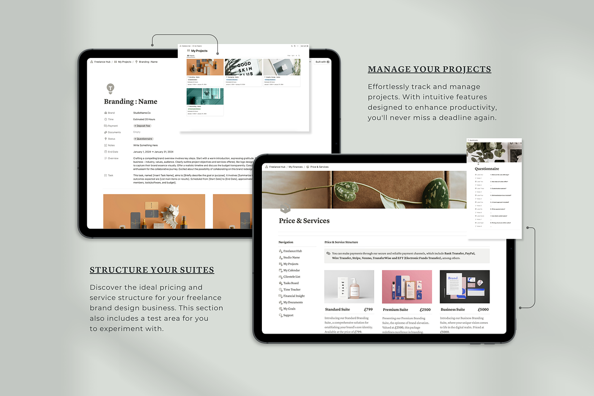 Notion Freelance Dashboard Hub, a Templates & Theme by Swyn.Studio (Photo 4 of 10)