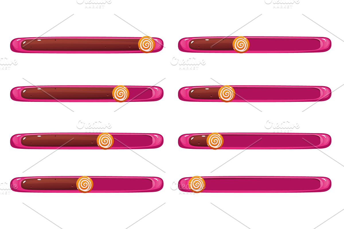 Game ui candy sweet load slider bar, a Templates & Theme by PrettyVectors