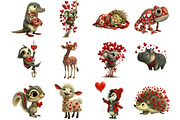 Whimsical Valentine Baby Animals, an Illustration by DreamArtGraphic (Thumbnail 4 of 4)