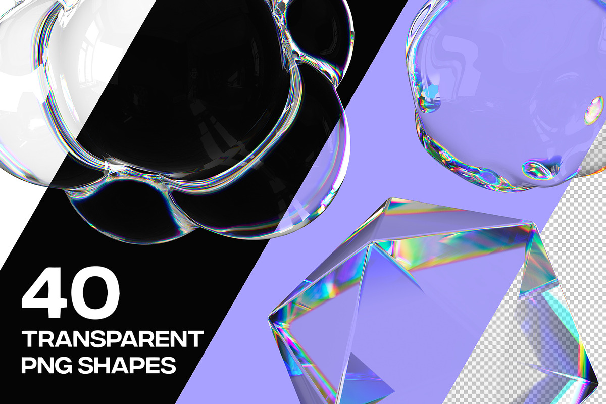 Dispersion 3D Glass Shapes Pack, a Graphic by LarysaZabrotskaya (Photo 3 of 11)