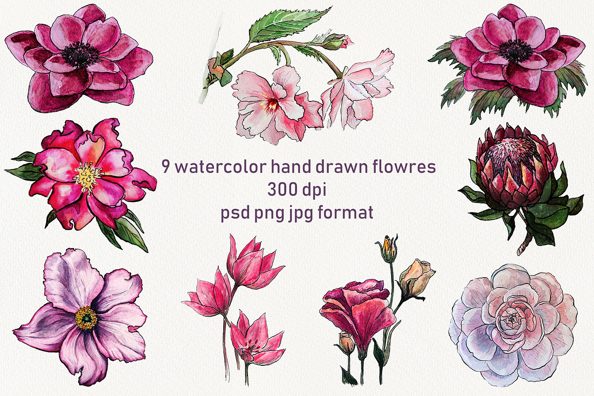 Hearts & Flowers Valentine clipart, a Pattern Graphic by Dina Guiter (Photo 2 of 13)