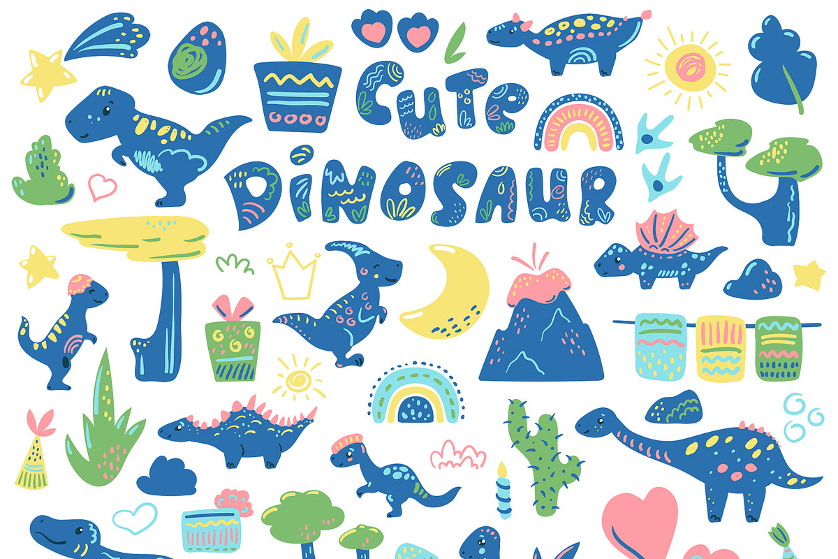 Cute Dinosaur Vector Clipart, an Animal Illustration by RabbitAndPencil (Photo 2 of 10)