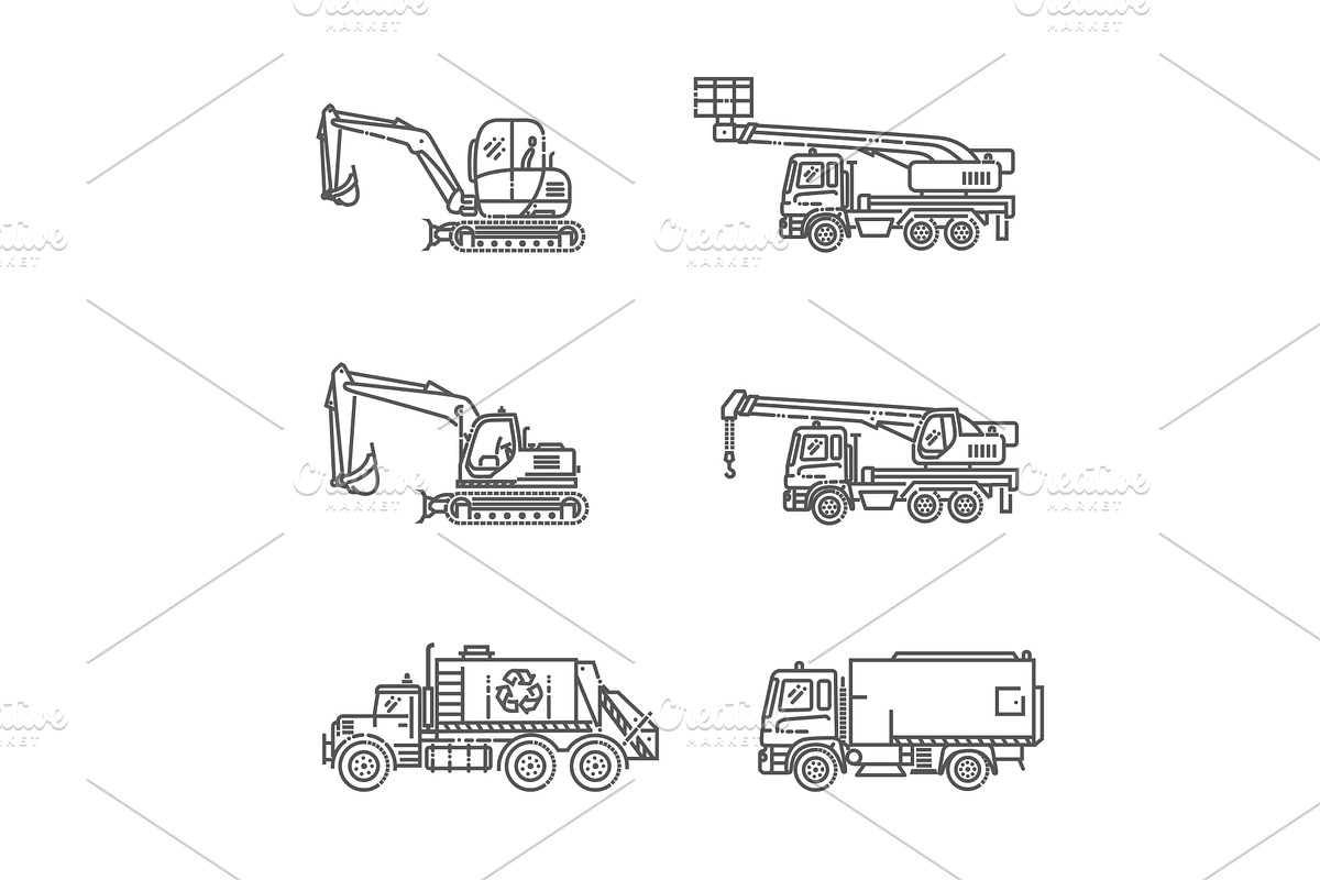 Industrial transport icons, an Illustration by Tettygreen