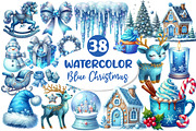 Blue Christmas Clipart Sublimation, an Illustration by Dream Creation (Thumbnail 1 of 7)