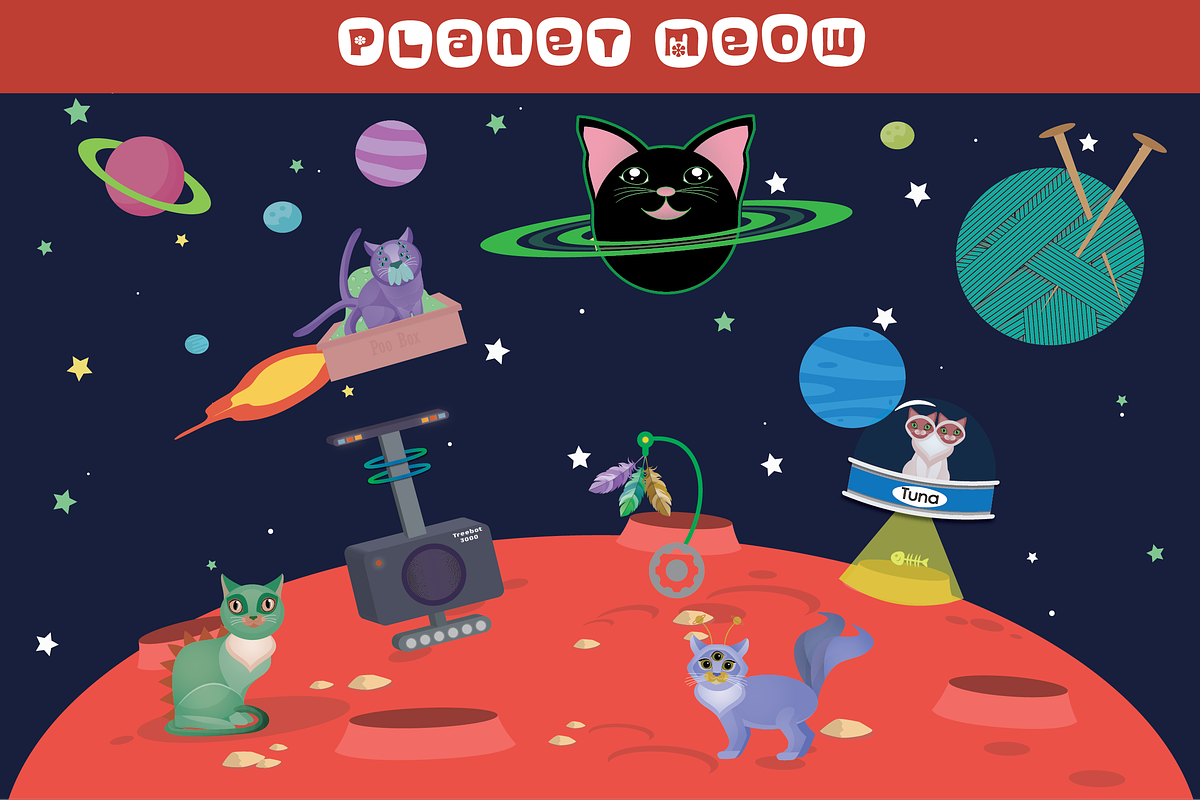 Planet Meow - 40 Alien Cat Elements, an Illustration by Hunt Family Design (Photo 1 of 5)