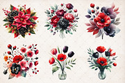 Red & Black Flower Bouquets Clipart, an Illustration by SinaCreation (Thumbnail 2 of 4)
