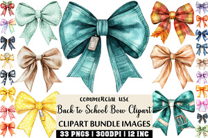 Watercolor Back to School Bow PNG, an Illustration by Craft Nest