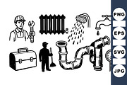 Classic Plumbing Tools Vector Set, an Illustration by designvectx (Thumbnail 1 of 3)