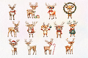 Quirky Christmas Reindeer Clipart, an Illustration by Dream Creation (Thumbnail 2 of 4)