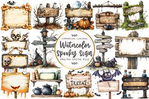 Halloween Spooky Sign Clipart, an Illustration by OK Design