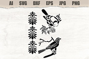 Stencil Birds on a branch, an Animal Illustration by MARYCRAFTIRIA (Thumbnail 1 of 3)