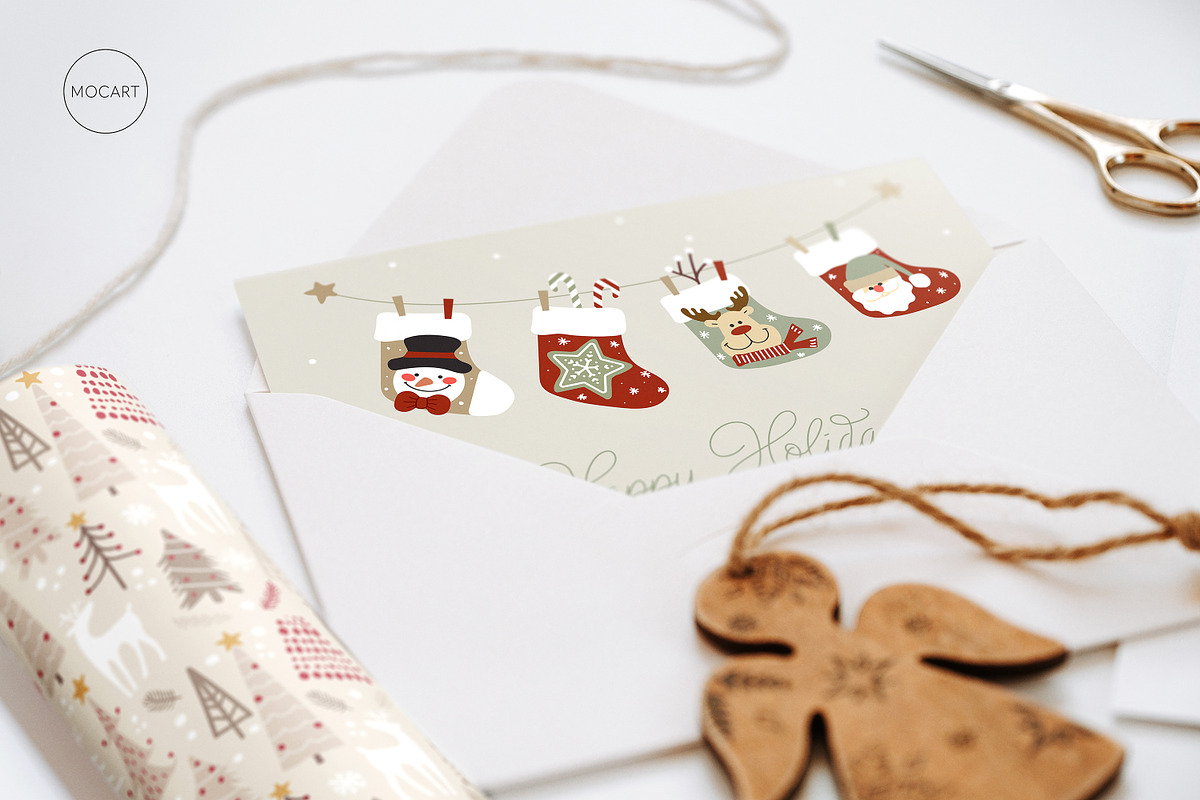 Christmas postcard mockup set 1 v1, a Print Template by Mocart (Photo 9 of 14)