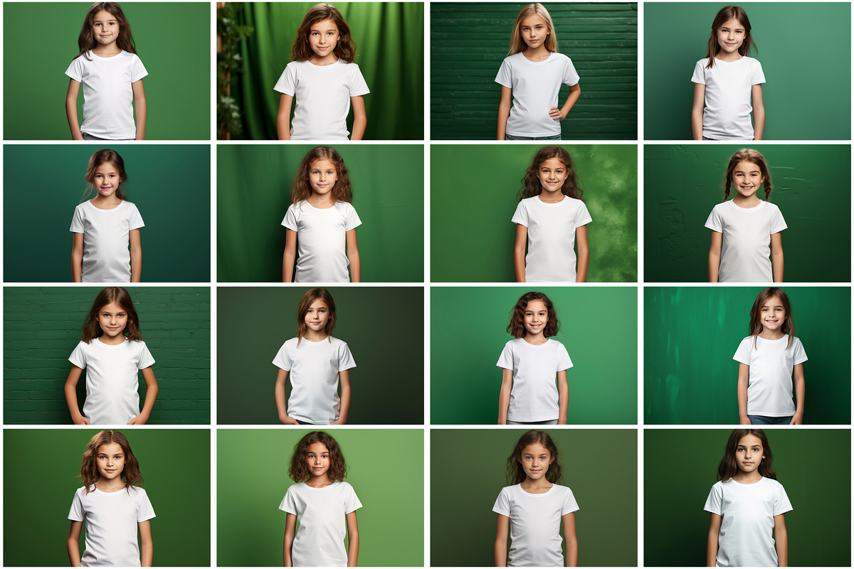 Kid Girl T-Shirt Mockup Picture Bund, a Shirt Mockup by Forhadx5 (Photo 3 of 8)