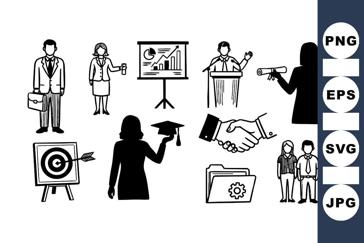 Business Meeting Vector Icons Set, an Illustration by designvectx (Photo 1 of 3)