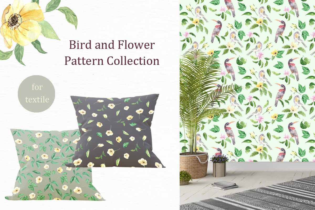 Pattern Collection Birds and Flowers, a Pattern Graphic by OlgaSerbun (Photo 4 of 6)