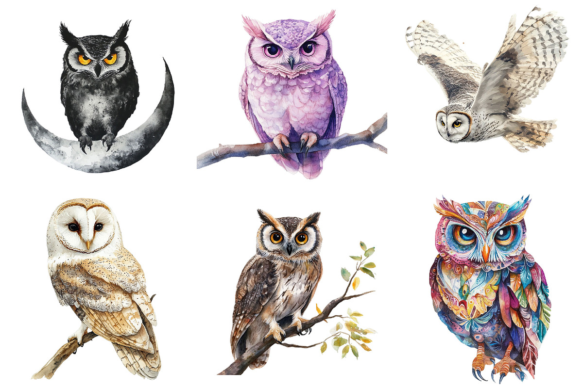 Fantasy Owl Clipart Bundle, an Illustration by Pixels.Craft (Photo 4 of 5)