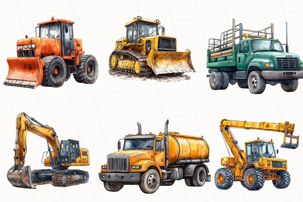 Construction Vehicles Clipart, an Illustration by OK Design (Photo 5 of 5)