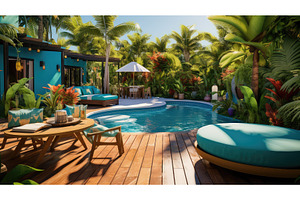 pool sunny backyard ai generated, a Beauty & Fashion Photo by pikepicture