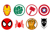 Set of superhero logo icons, an Illustration by MarkoBabii (Thumbnail 1 of 2)