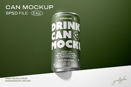 Drink Sleek Can - 8.4oz / 250ml, a Packaging Mockup by Grid & Glow