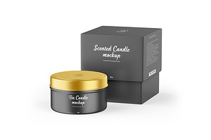 Tin Candle With Box Mockups