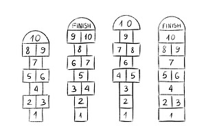 Hopscotch game courts with numbered, a Sport Illustration by YuliiaOsadcha