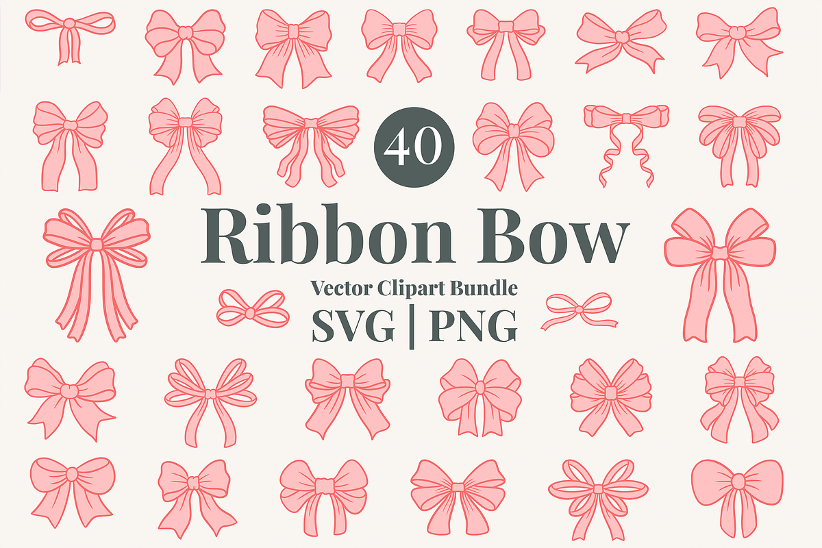 Coquette Ribbon Bow Vector Bundle, an Object Illustration by Kusumaillustration (Photo 1 of 8)