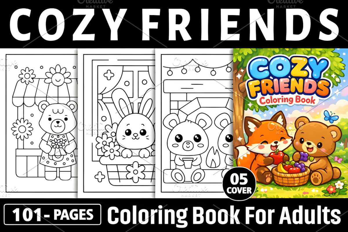 Cozy Friends Coloring Pages, an Animal Illustration by Design Station (Photo 1 of 3)