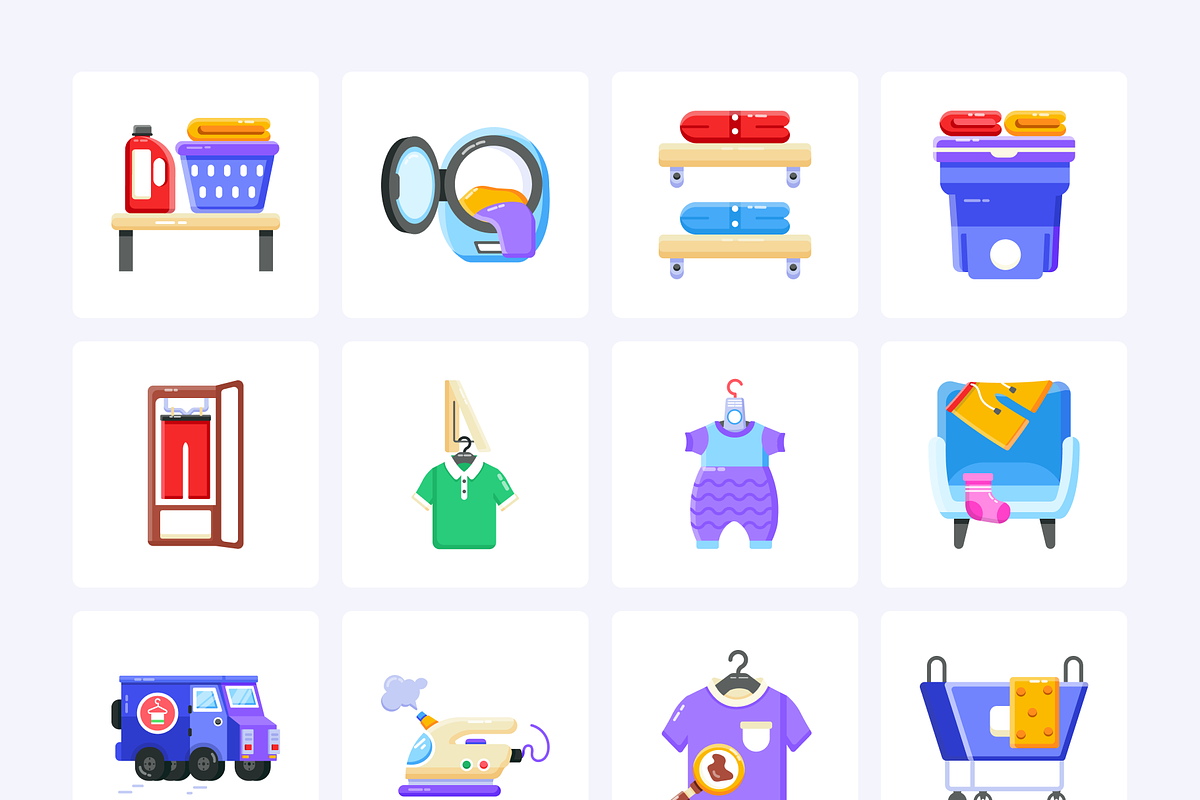 Animated Laundry Flat Icons, a Duotone Icon by Prosymbols (Photo 6 of 9)