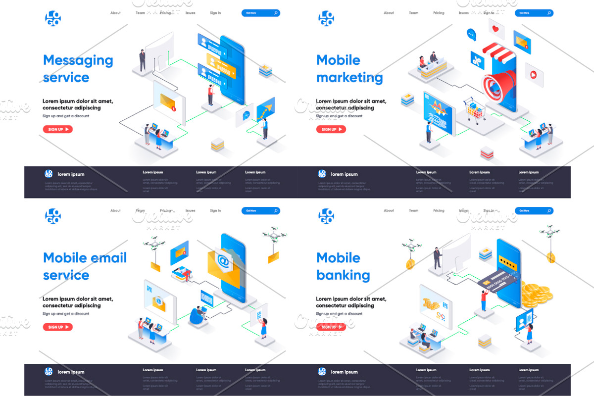 Isometric Landing Page Template, an Illustration by alexdndz (Photo 23 of 29)