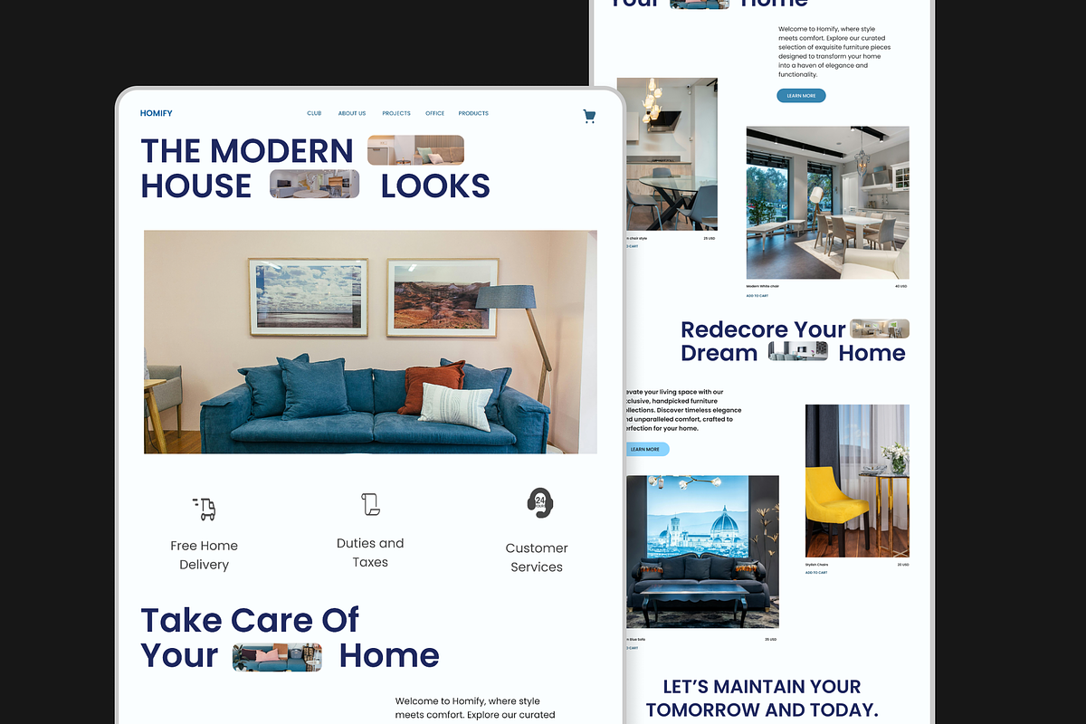 Interior Design Website Landing Page, an UI Kit Template by Hammad Arif