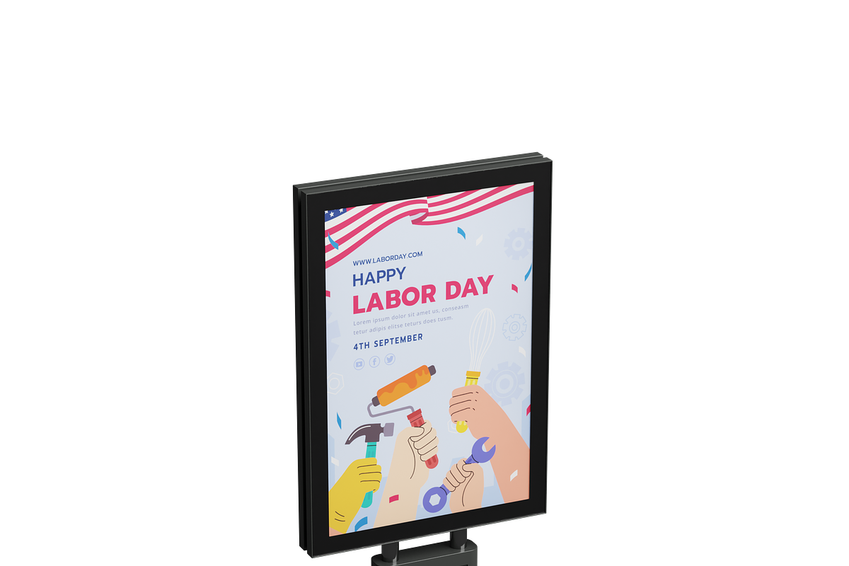 Labor Day Street Billboard Sign 3D, an Object 3D Model by Wencory (Photo 1 of 2)