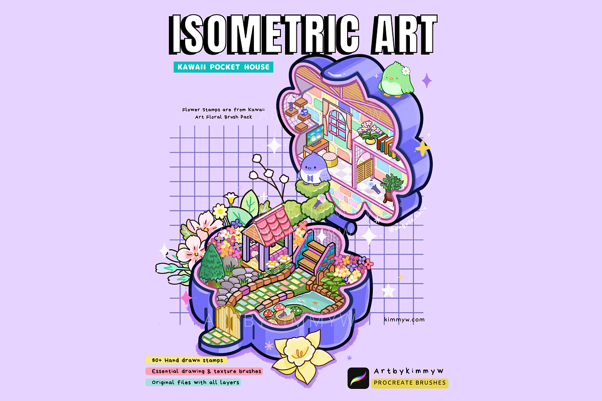Procreate Kawaii Pocket House stamps, a Brush Add-On by Artbykimmyw (Photo 6 of 7)