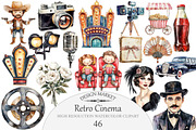 Retro Cinema Clipart, an Illustration by Design Market (Thumbnail 1 of 5)