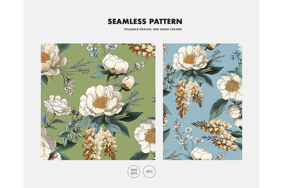Flower lush peony seamless pattern, a Pattern Graphic by Milatoo (Photo 6 of 10)