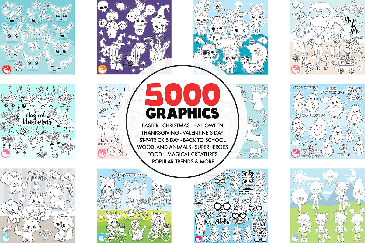 5000 in 1 - Black lines Mega Bundle, an Illustration by PrettyBundles (Photo 9 of 27)