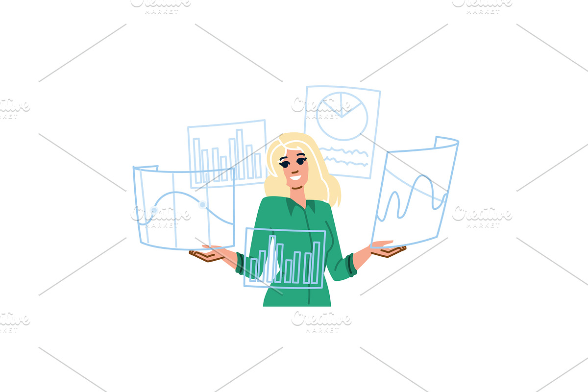 Businesswoman analyzing statistical, a Finance Illustration by pikepicture