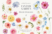 Fantasy Garden summer watercolor set, a Decorative Illustration by AleksaArt (Thumbnail 14 of 20)