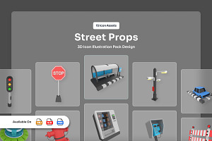 Metrix - Urban Props 3D Icons, an Object Illustration by twinstd