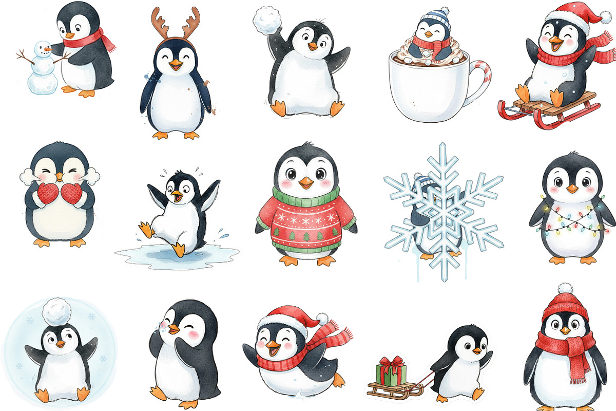 Funny Winter Penguin Sketch Art, an Illustration by Designking (Photo 2 of 5)