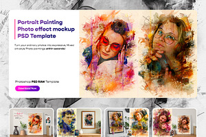 Portrait Photo Painting Effect PSD, a Brushes & More by zahidhossainalif