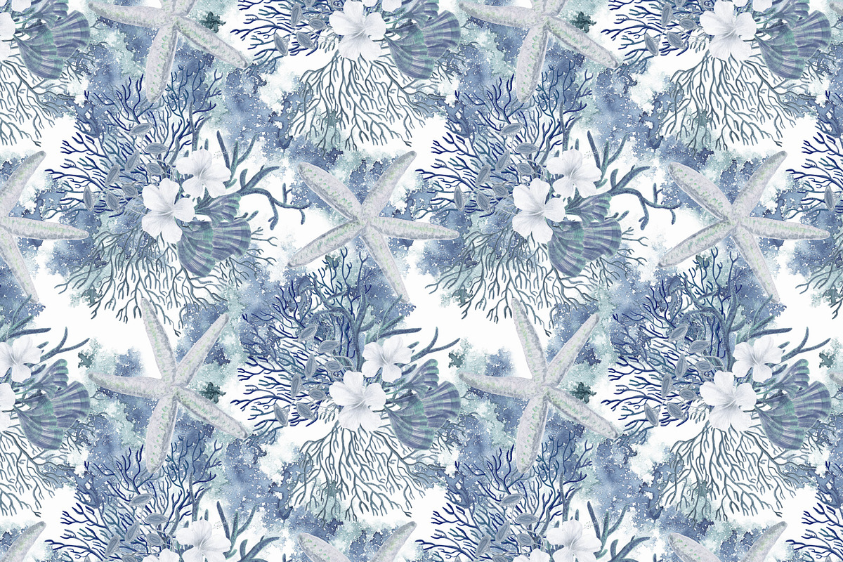 White and blue sea patterns, a Pattern Graphic by ramika (Photo 5 of 8)