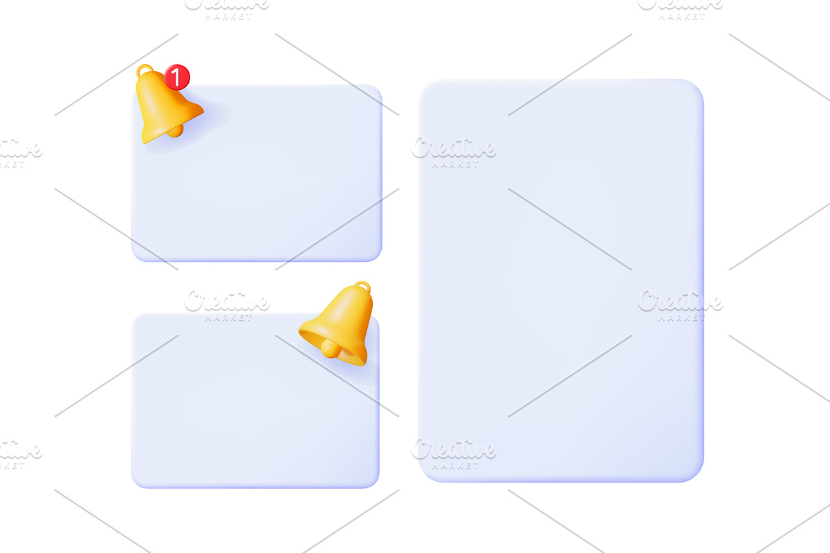 Three blank 3d notification, a Technology Illustration by Abscent