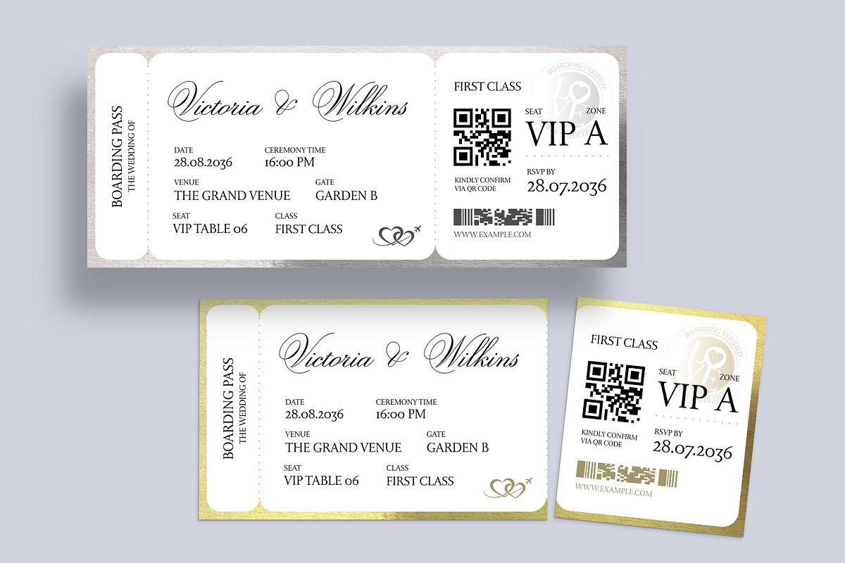 Wedding Boarding Pass Invitation Tem, a Stationery Template by BrandPacks (Photo 3 of 4)