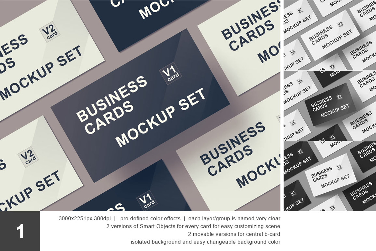 Business Card Mockup Set - 5 PSD, a Print Template by mockupgeek (Photo 2 of 6)