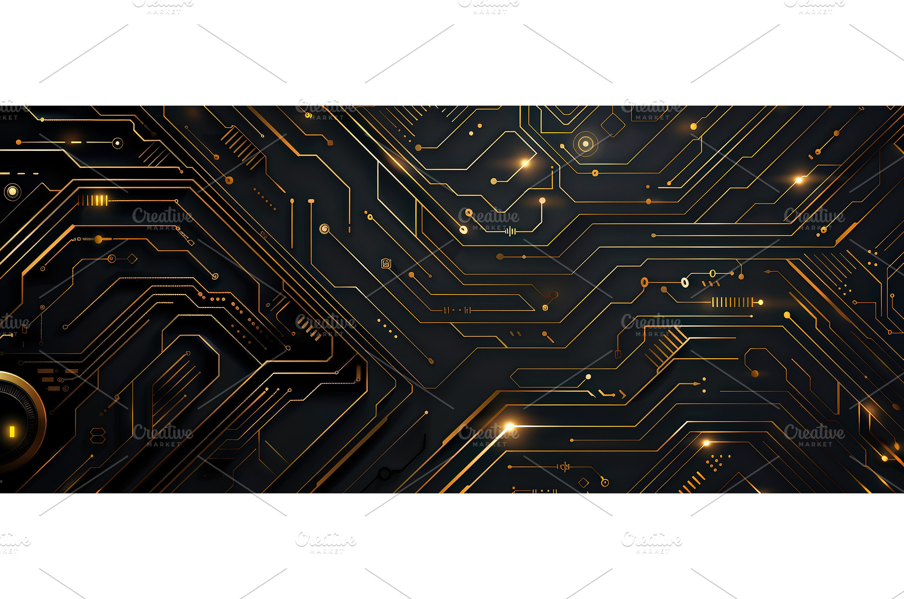 Futuristic black and gold circuit, a Technology Photo by piter.goskov