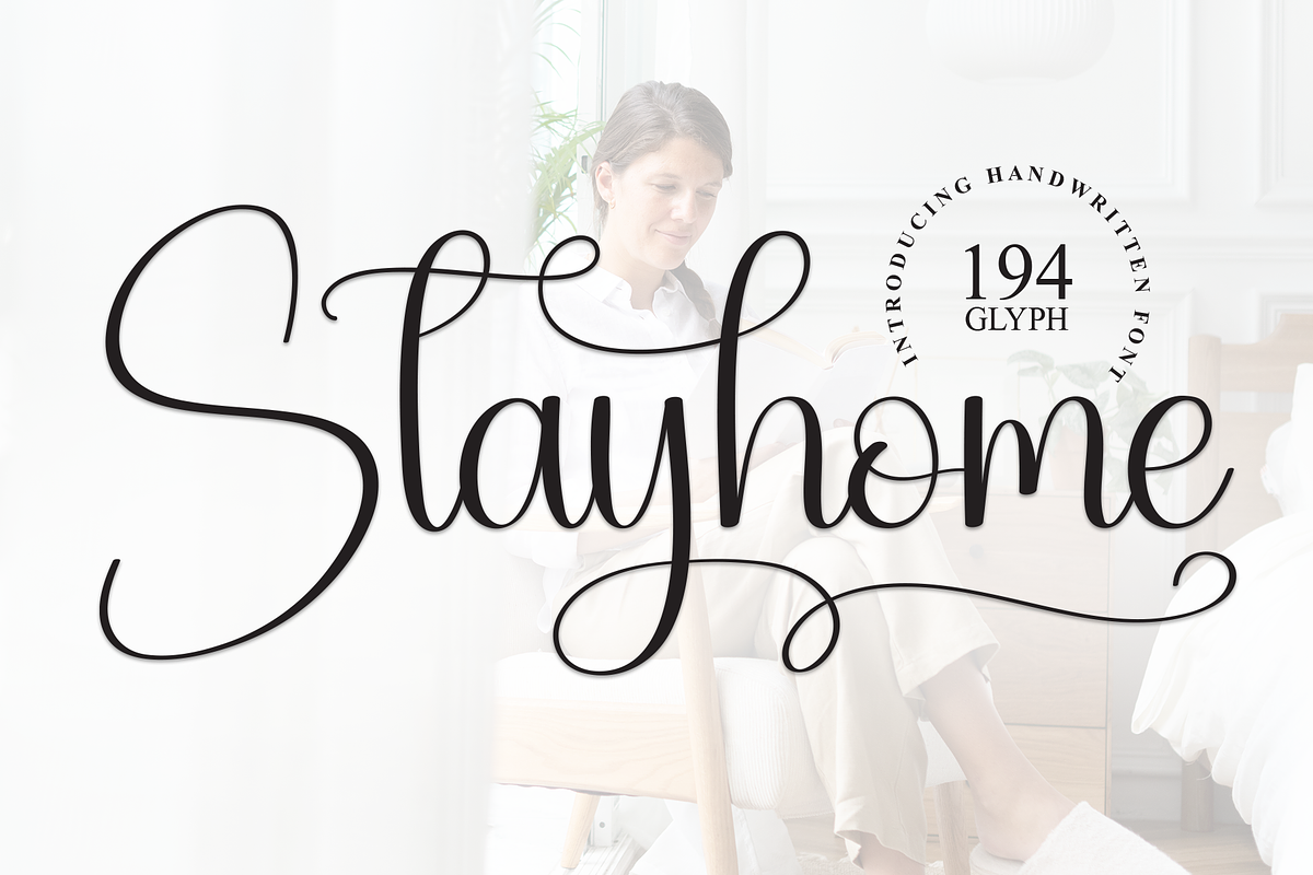Stayhome | Script Font, a Handwritten Font by Scratchones (Photo 1 of 8)