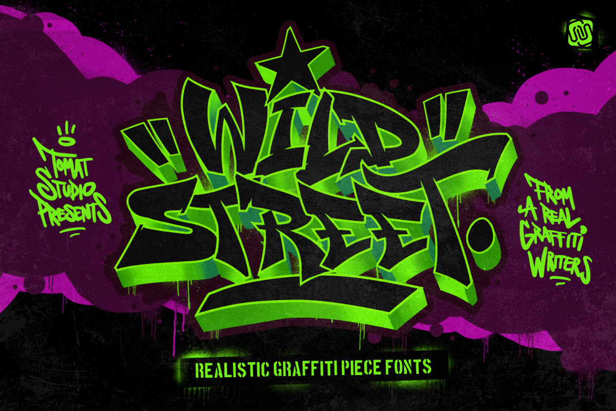 Graffiti Wildstreet Fonts, a Font by tomatstudio (Photo 1 of 8)