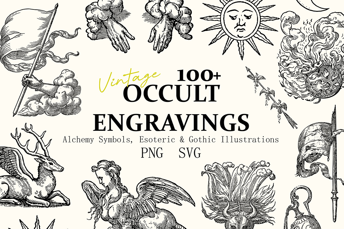 Vintage Occult Engravings Vector, an Object Illustration by DreamoraArt (Photo 1 of 11)
